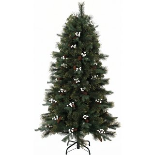 HOMCOM 5ft Artificial Christmas Tree, Fir Hinged Xmas Tree with 490 Branch Tips, Foldable Metal Stand, Easy Assembly, Green
