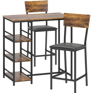 HOMCOM Three-Piece Compact Bar Table Set - Brown/Black