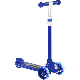AIYAPLAY Kids 3 Wheel Scooter for 2-6 Years Old w/ Adjustable Height, LED Light, TPE Handlebar, Blue Aosom UK