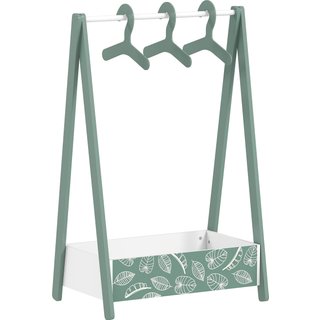 AIYAPLAY Baby Clothing Rack with Hangers, Storage Shelf for Bedroom, Leaf Theme, for Ages 3-6, Green