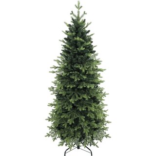 HOMCOM Geneva Fir Hinged Xmas Tree, 7ft/210cm Artificial Christmas Tree with 2079 Branch Tips, Foldable Steel Stand, Green