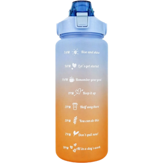 Borraccia Motivazionale Blu-Arancione con Cannuccia – 2000 ml