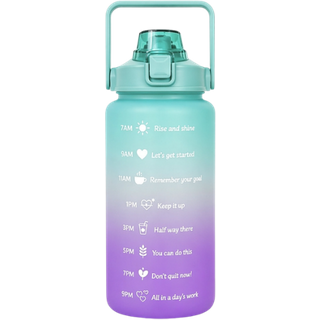 Motivational Blue-Purple Water Bottle with Straw – 2000 ml