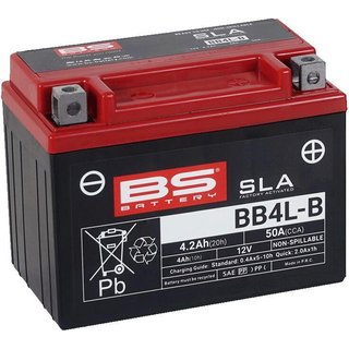 300665 - BS Battery SLA AGM Battery For Benelli 491 50 AC 2001-2006 - Black