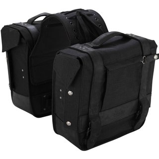 B15-1002B - Burly Throw Over Leather Saddlebag Set - Black