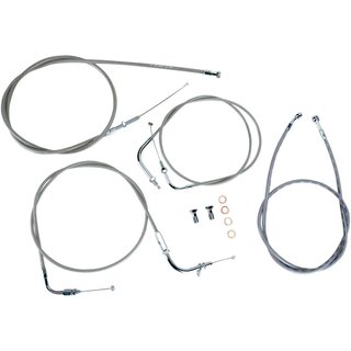 BA-8014KT-16 - Baron Stainless Handlebar Cable/Line Kit For Yamaha XVS 650 V-Star Custom 1998-2016 (US Models) 38cm-43cm (15" - 17")