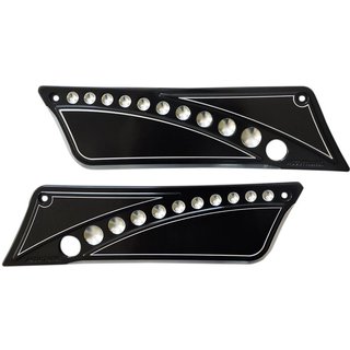 BLC9313-DN - Accutronix Drilled Saddlebag Latch Covers For Harley Davidson FLHR 1340 1994-1998 - Black