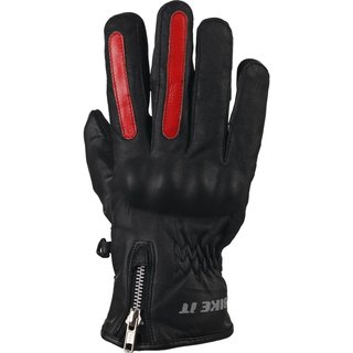 Bike It AMP Road Leather Motorcycle Gloves Black/Red