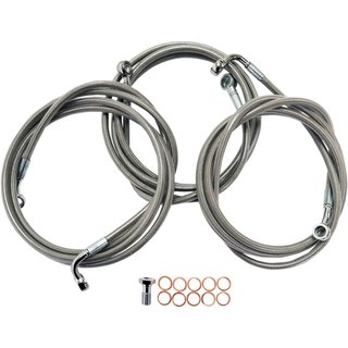 LA-8052B16 - LA Choppers Stainless Steel Brake Hose Kit For Harley Davidson FLD 1690 ABS 2014 15" - 17" - Silver