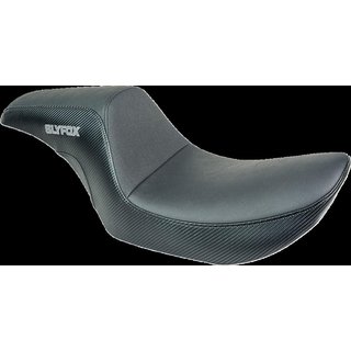 SLYFOX4681B - Slyfox The Drifter Seat For Harley Davidson FXR1340 1986-1994 Carbon Fiber/Logo/Smooth - Black/Grey