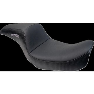 4883B-SLYFOX - Slyfox The Drifter Seat For Harley Davidson FXD 1340 1996-1998 Carbon Fiber/Gray Logo/Smooth - Black/Grey