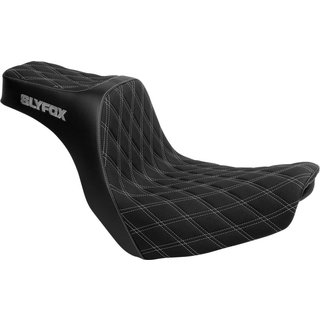 4701D-SLYFOX - Slyfox High Noon Seat For Harley Davidson FLSB 1750 ABS 2018-2021 Double Diamond/Silver Logo - Black/Silver