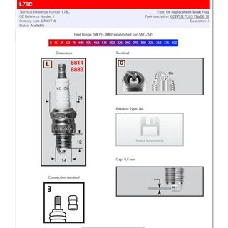 L78C - Champion Spark Plug For Peugeot 103 50 1995-1998 - 78 Heat Range