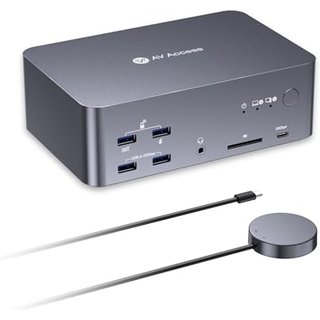 AV Access 8K KVM Switch 3 Monitors 2 Computers, Laptop + Desktop KVM Docking Station, 100W PD, GbE, 2xUSB 3.2 10Gbps USB C Hub, SD Reader & Remote Swi
