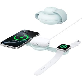 Anker MagSafe Compatible 3-in-1 Wireless Charging Station, Qi2 Certified 15W MagGo Charger, Foldable Travel Wireless Charging Pad for iPhone 17/16/15/