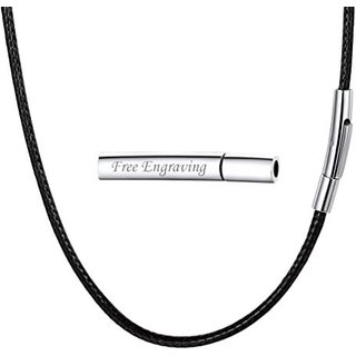 PROSTEEL Men Personalized Necklace, Leather Necklace Cord with Clasp, 16/18/20/22/24/26/28/30 Inch (Send Gift Box)