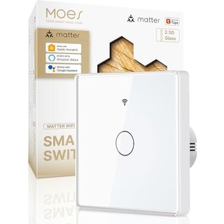 MOES Matter Smart Light Switch, Curved Glass Panel, 1 Gang