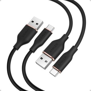 Anker Flow Cable, USB A to USB C Cable (3ft/0.9m, 2Pack), Car Carplay Type C Charger, for iPhone 17/16/15, iPad Pro, Samsung Galaxy, and More (Cord Or