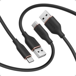 Anker Flow Cable, USB A to USB C Cable (6ft/1.8m, 2Pack), Car Carplay Type C Charger, for iPhone 17/16/15, iPad Pro, Samsung Galaxy, and More (Cord Or