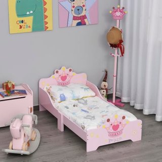 HOMCOM Kids Toddler Bed Safety Side Rails 3-6 Years Pink 143 x 73 x 60 cm