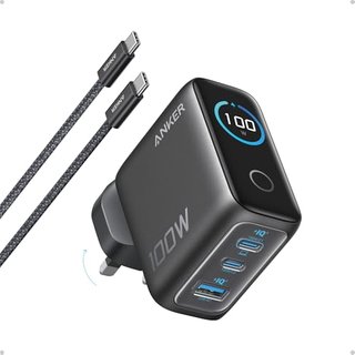 Anker 100W USB C Charger, 3-Port GaN, Smart Display, Touch Control