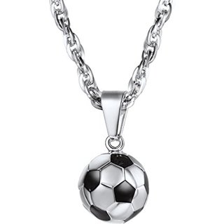 PROSTEEL Football Necklace Soccer Pendant with Adjustable Chain, Engraved Available Silver/Gold Plated 316L Stainless Steel Sports Jewellery for Men T