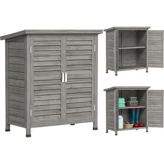 Outsunny Garden Shed Wooden 2 Door Unit 87L x 46.5W x 96.5Hcm, Grey