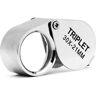 QiCheng&LYS Jeweler Pocket Loupe Magnifier, 30X Glass Lens Magnifying Glass for Jewelry, Coins, Stamps,Antiques and More (Silver)