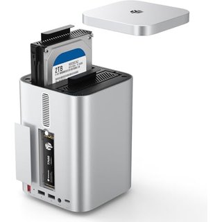 Yottamaster 2 Bay RAID HDD Enclosure with M.2 NVMe Slot, 10Gbps USB-C HDD Enclosure DAS, Supports RAID 1/JBOD, SD/TF Card Reader & 5 USB Ports for 3.5