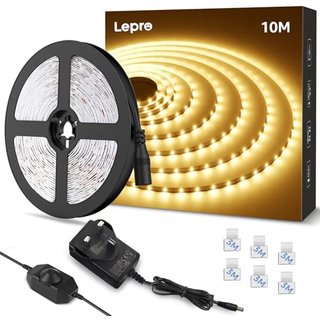 Lepro 10M LED Strip Light, Warm White 3000K, 2000LM 18W, Dimmable, Stick on