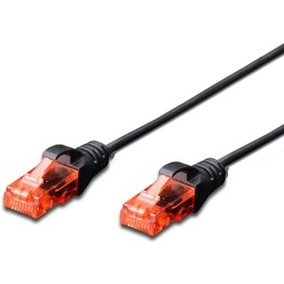 FDL SLIM 1M CAT.6 UTP LSZH PATCH CABLE - BLACK (SNAGPROOF)