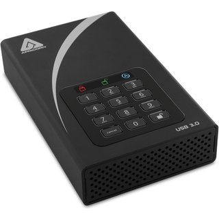 Apricorn Aegis Padlock DT ADT-3PL256-12TB 12 TB Hard Drive - External - Desktop - TAA Compliant - USB 3.0 - 8 MB Buffer - Black - 256-bit