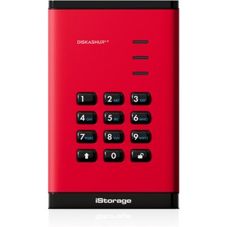 iStorage diskAshur³ HDD 4TB Red | Secure Portable Hard Drive | FIPS 140-3 Level 3 Complaint |Common Criteria EAL 5+ | PIN protected | AES-XTS 256-bit hardware encryption | GDPR, TAA Compliant | Dust/Water Resistant |