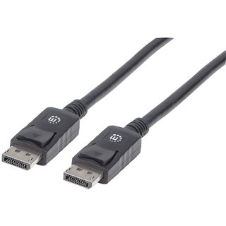 Manhattan DisplayPort 1.2 Cable 4K@60hz 2m Male to Male With Latches Fully Shielded Black Lifetime Warranty Equivalent to DISPL2M 2 m DisplayPort DisplayPort Male Male 4096 x 2160 pixels