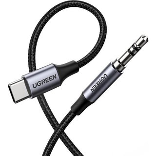 Ugreen 30633 audio cable 1 m 3.5mm USB Type-C Black. Silver