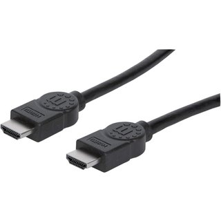 Manhattan HDMI 4K@30Hz Cable with Ethernet, 2m, Suitable for ALL 1080p/HD and majority of 4K uses (check your system 4K specification to be sure), Male to Male, Black, Ultra HD 4k x 2k, Lifetime Warranty, High Speed, Equivalent to HDMM2MHS