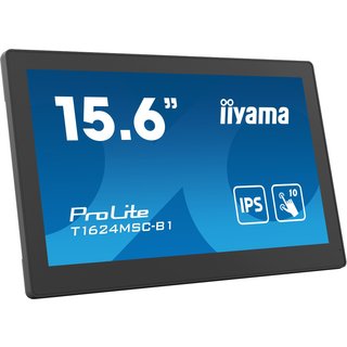 iiyama T1624MSC-B1 computer monitor 39.6 cm (15.6") 1920 x 1080 pixels Full HD LED Touchscreen Black