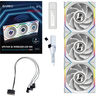 Lian Li UNI Fan SL LCD Wireless (Reverse Blade) 120mm ARGB Fan - Triple Pack - 1.6' LCD Display - 2.4 GHz Wireless Signal for RGB & Fan Control -