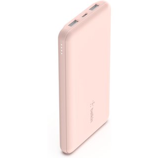 Belkin BOOSTCHARGE. Battery capacity: 10000 mAh. USB Type-A output ports: 2 USB Type-C ports quantity: 1. Product colour: Rose gold