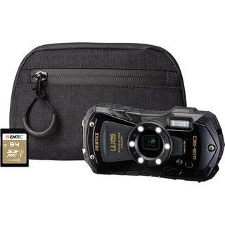 Pentax WG-90 16MP 5x Zoom Tough Compact Camera - Black - Camera + 64GB