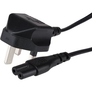 Maplin Power Lead IEC C7 Fig 8 2 Pin Plug to UK 3 Pin Mains Plug - 1m.