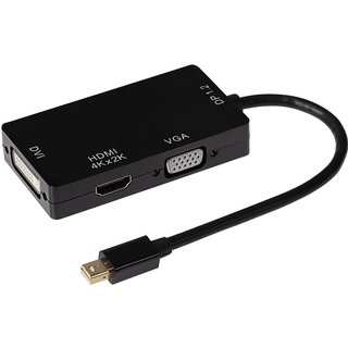Nikkai Mini Displayport Multiport Hub 4K HDMI / VGA DVI-I 24+5 Pin / D