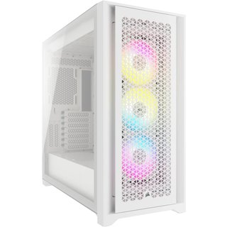 CORSAIR iCUE 5000D RGB AIRFLOW Mid-Tower Case, True White - 3x AF120 RGB ELITE - White Fans - iCUE Lighting Node PRO Controller - High-airflow Design