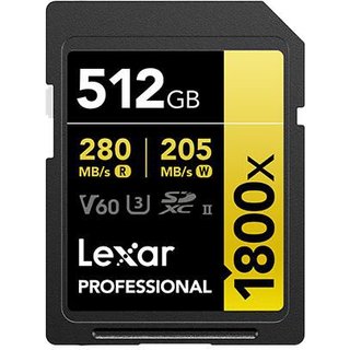 Lexar GOLD Series Professional 1800x UHS-II SDXC Memory - 512GB, Card