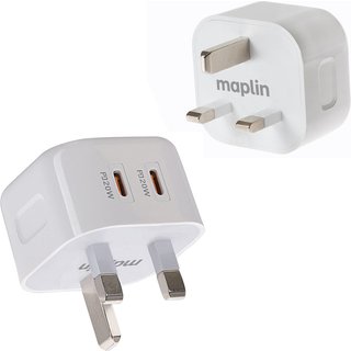 Maplin 2 Port USB-C 20W Power Delivery High Speed Wall Charger
