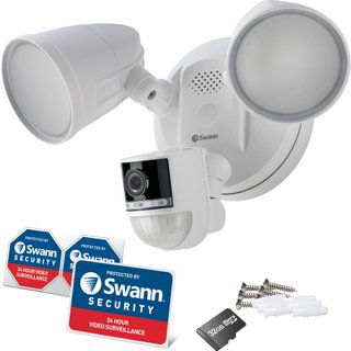 Swann 4K Floodlight Security Camera with 2-Way Talk. Siren with Heat &