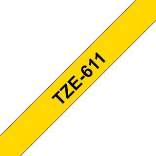 Brother TZE-611 DirectLabel black on yellow Laminat 6mm x 8m for Broth