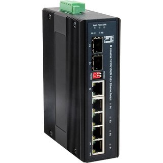 LevelOne 6-Port Gigabit PoE Industrial Switch. 802.3at/af PoE. 4 PoE O