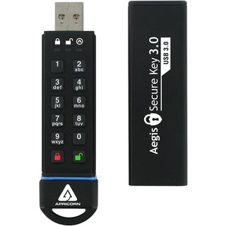 Apricorn 30GB Aegis Secure Key 3.0 - USB 3.0 Flash Drive - 195 MB/s Read Speed - 162 MB/s Write Speed - 256-bit AES - TAA Compliant (ASK3-30GB)
