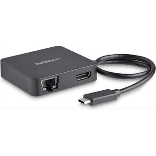 StarTech.com USB C Multiport Adapter - Portable USB-C Mini Dock 4K HDMI Video - Gigabit Ethernet, USB 3.0 Hub (1x USB-A 1x USB-C) - USB Type-C Multiport Adapter - Thunderbolt 3 Compatible